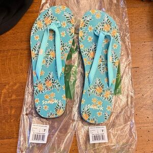 Sanuk Women's Floral Sandals - Turquoise and Yellow
